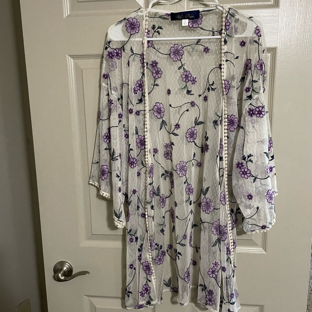Sheer Cover Up with Purple Flowers